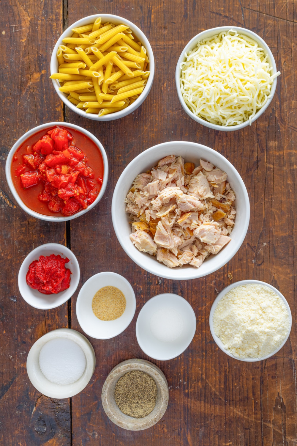 Ingredients needed to make this recipe on a wood cutting board,