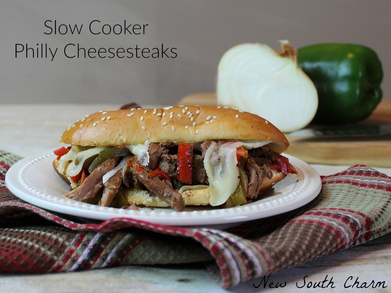 Slow Cooker Philly Cheesesteaks FB