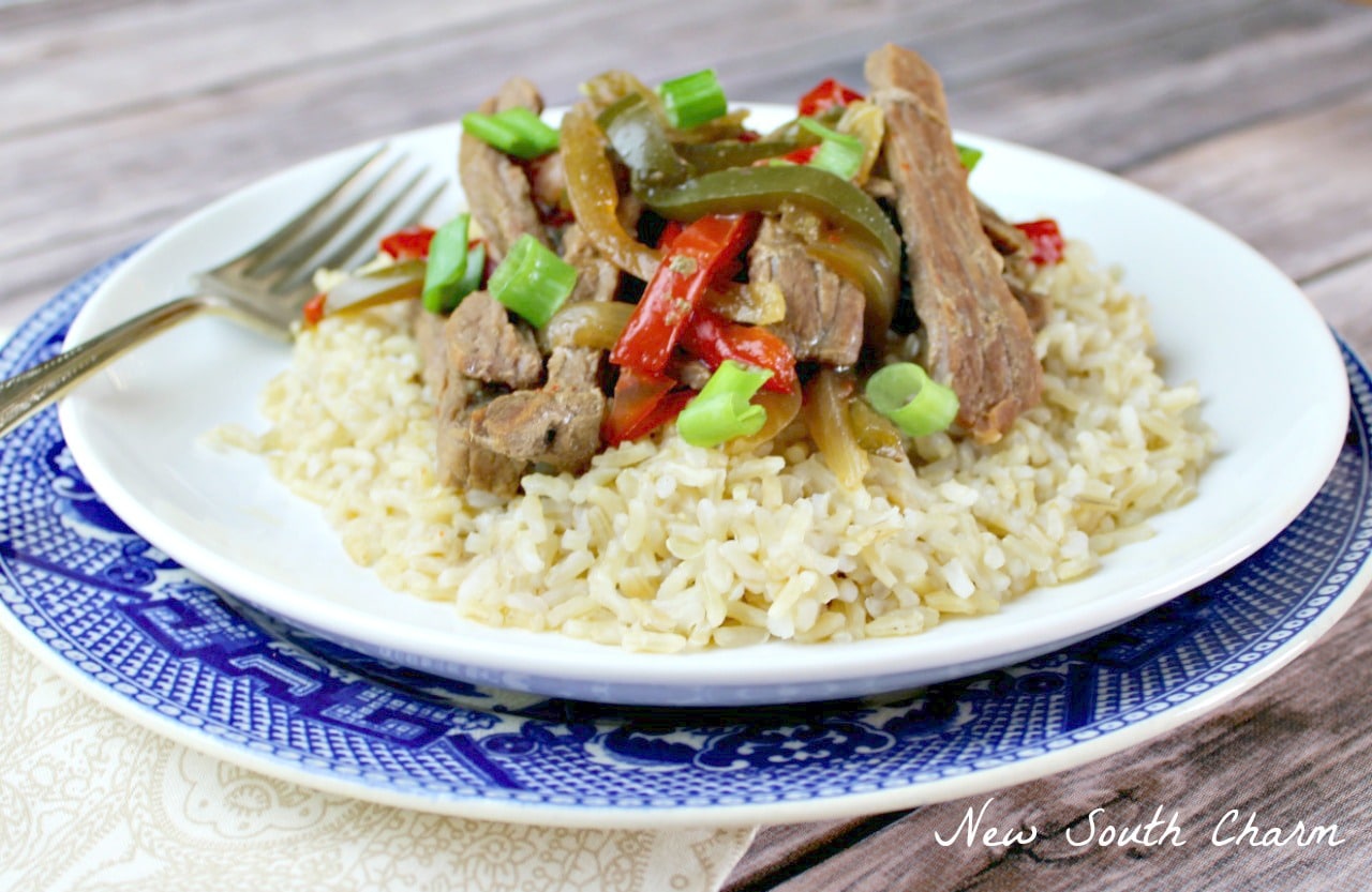 Slow Cooker Pepper Steak EASY and inexpensive to make. Just like the take out version but made at home. 6w