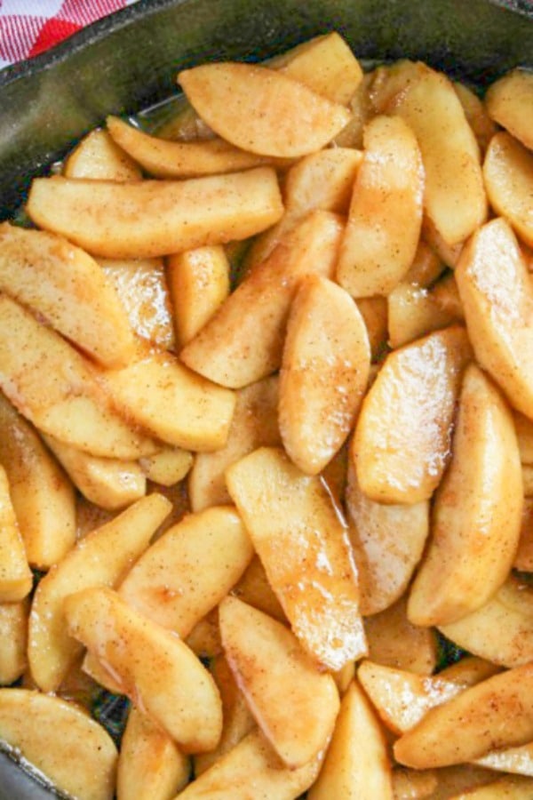 Fried Apples in a cast iron skillet 