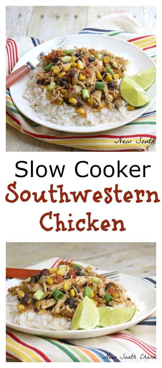 Slow Cooker Southwestern Chicken is an easy crock pot recipe that comes together in minutes and makes dinnertime a breeze. 