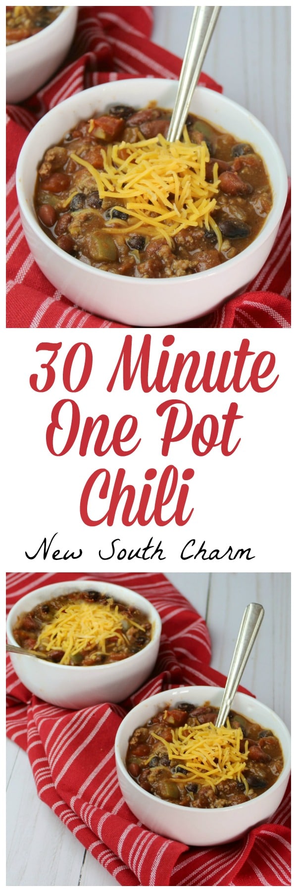 Thirty Minutes is all you need to make this easy chili recipe that's sure to be a favorite dinner for your family. 