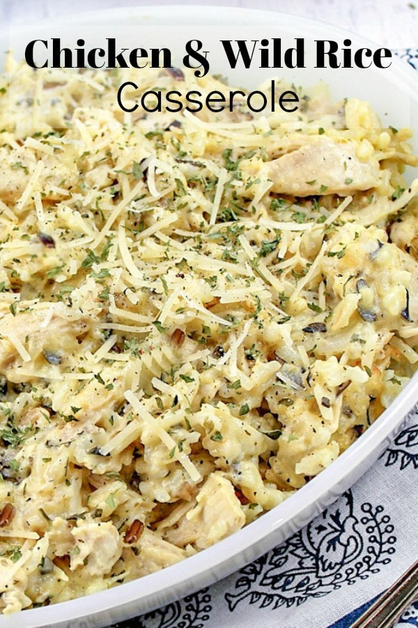 This Chicken and Wild Rice Casserole is a great recipe for a weeknight dinner but it's fancy enough to serve for a special occasion.
