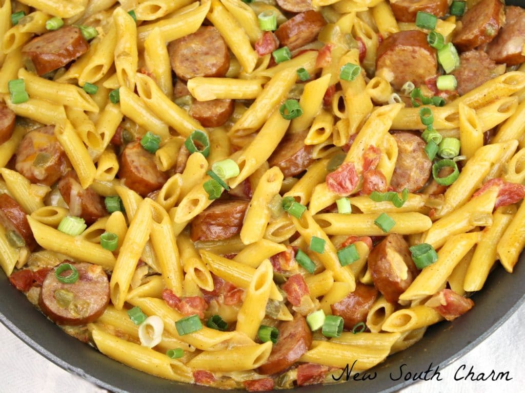 Spicy Sausage and Penne Pasta - New South Charm: