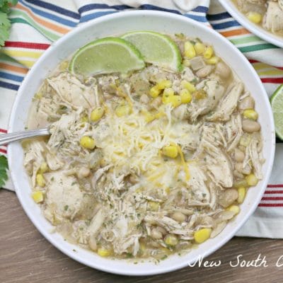 Slow Cooker Salsa Verde Chicken Chili - New South Charm: