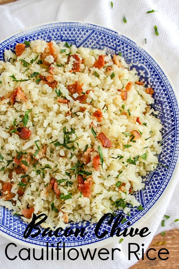 Looking for a side dish that cuts out carbs but not the flavor? You’ll love this Bacon Chive Cauliflower Rice.