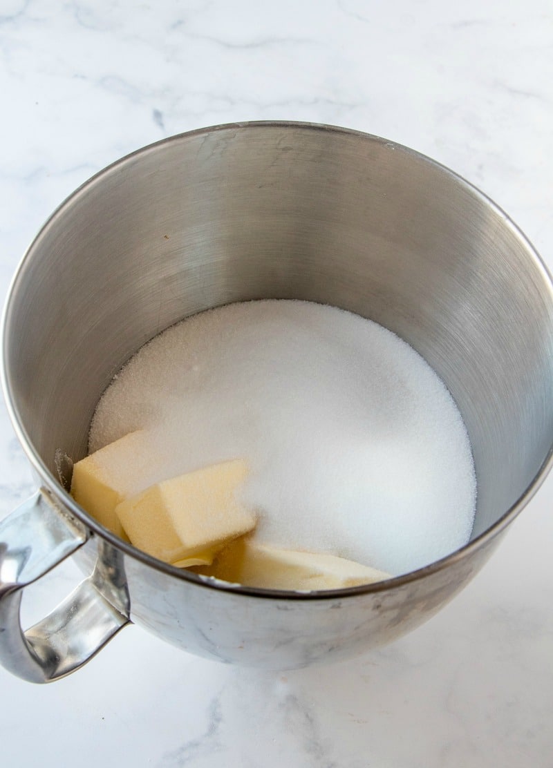 7 Up Cake step one image butter and sugar in a large mixing bowl 