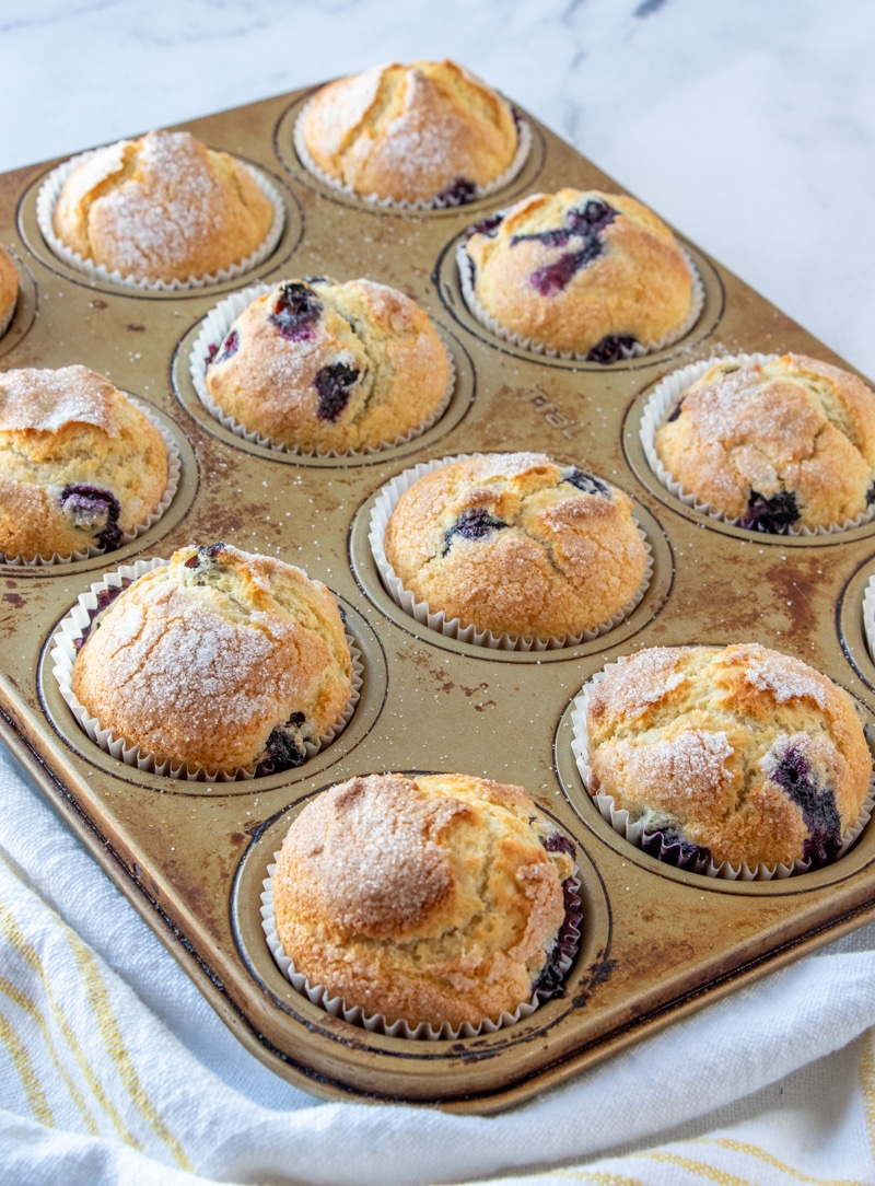 A pan of freshly baked muffins.