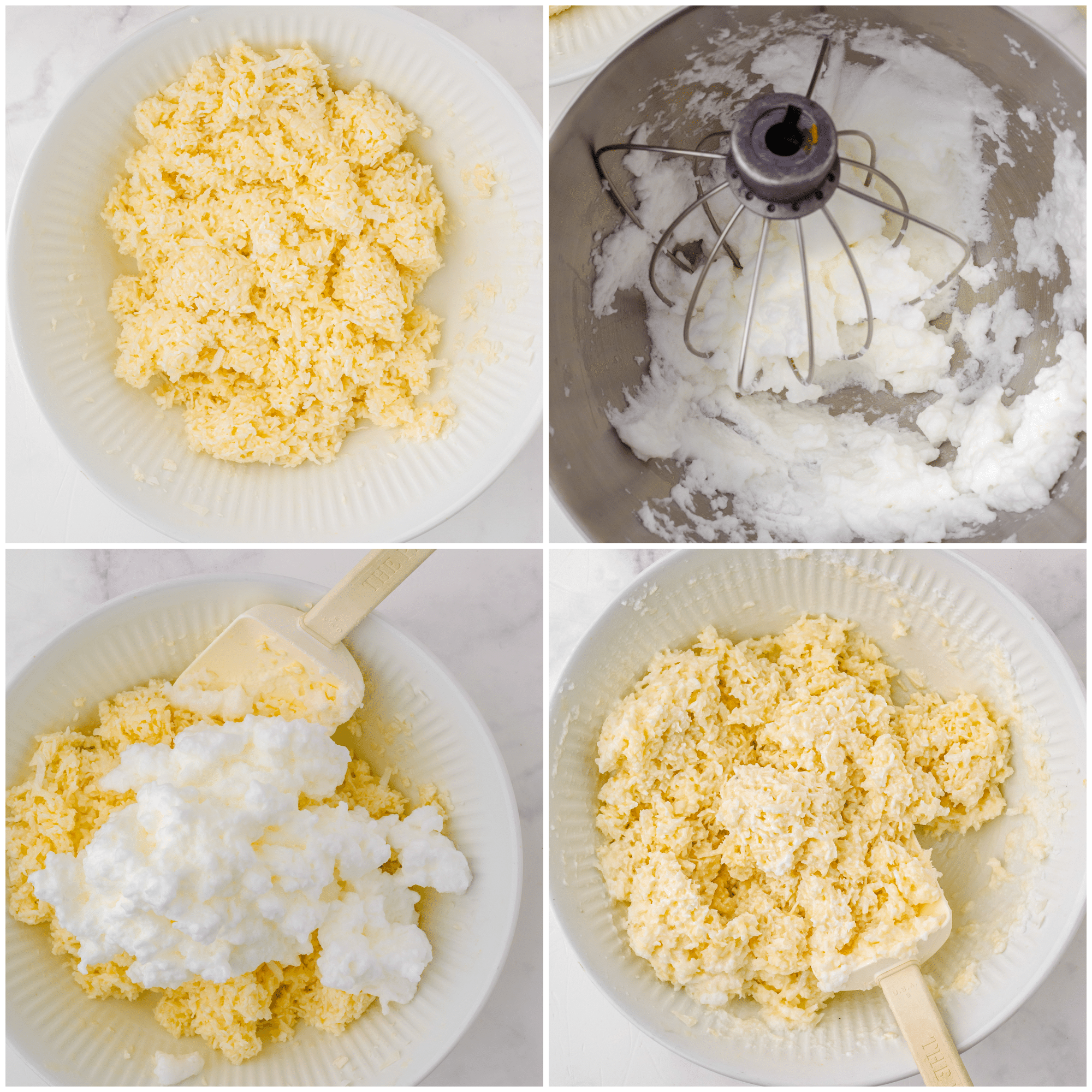 Collage of photos showing step by step instructions for making recipe.