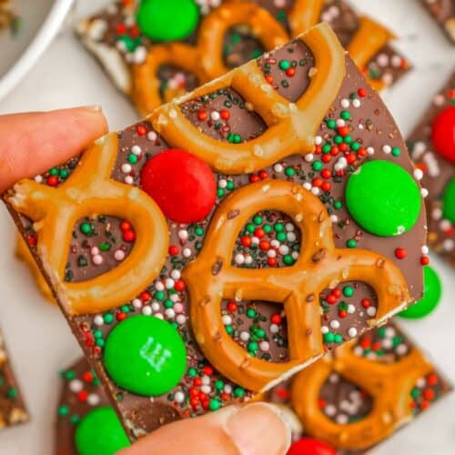 M&M Pretzel Bark • Domestic Superhero